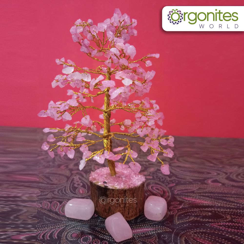 Rose Quartz Golden Crystal Tree