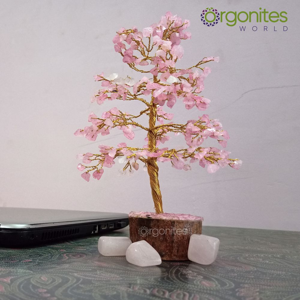 Rose Quartz Golden Crystal Tree