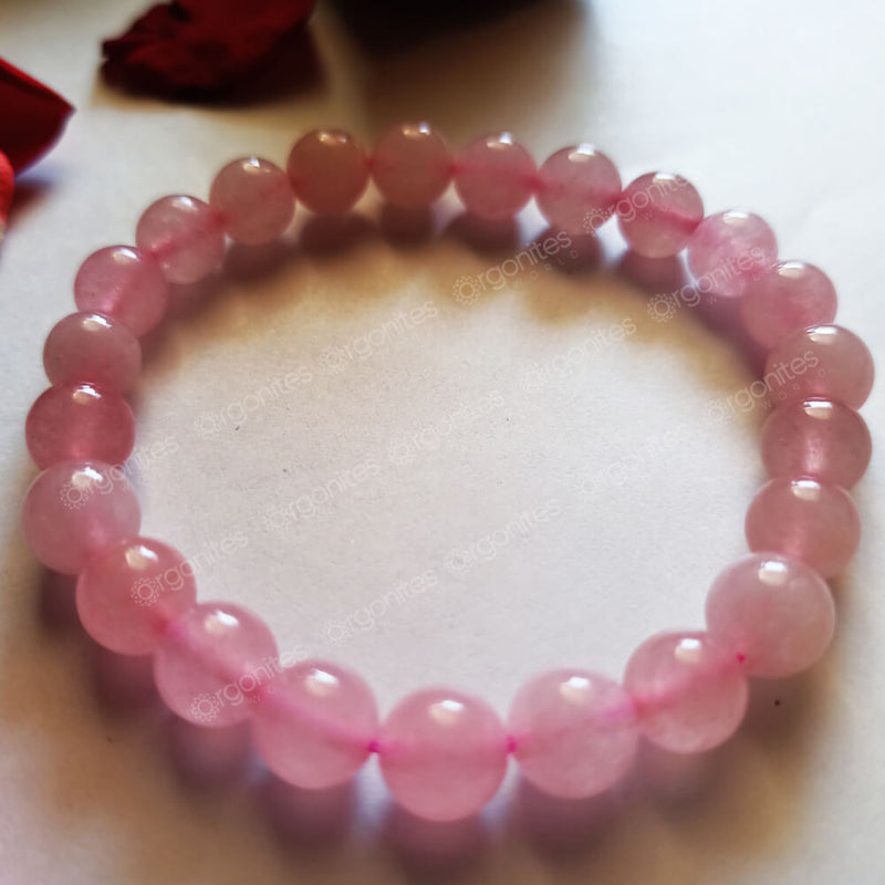 Reiki Crystal Products Certified Natural Rose Stone Quartz Bracelet Round  Beads 8 mm Crystal Bracelet for Men, Women, Boys, Girls (Pink) : Amazon.in:  Jewellery