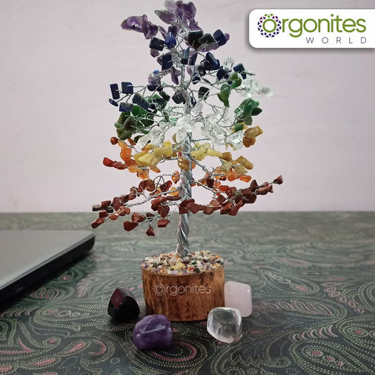 Seven Chakra Silver Wired Crystal Tree