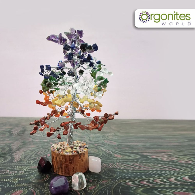 Seven Chakra Silver Wired Crystal Tree