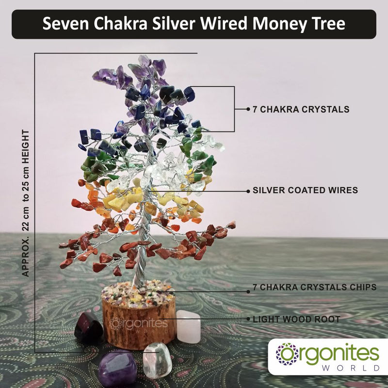 Seven chakra tree 8 inches 7 chakra stone tree