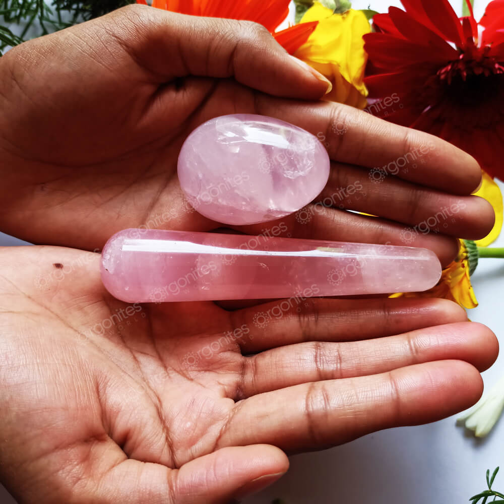 Rose Quartz Yoni Egg and Wand