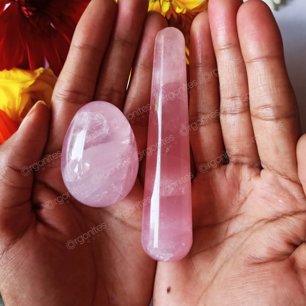 Rose Quartz Yoni Egg and Wand