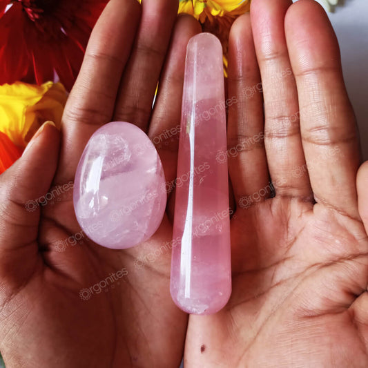 Rose Quartz Yoni Egg and Wand